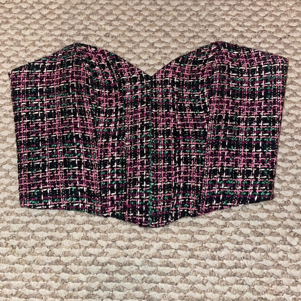 Green and black tweed Zara corset